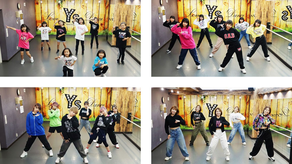 柏教室でダンスを始めたキッズ(小学生)・中学生・高校生・大人の4シーン